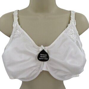 Enchanted 44DD Minimizer Bra 537111White Applique Flowers Underwire Unlined NEW